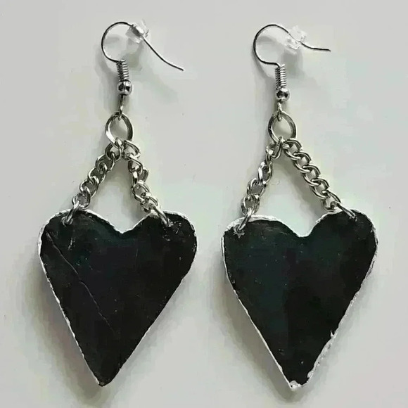 The Craft Witch inspired cross and heart black  and white goth earrings - Picture 9 of 11